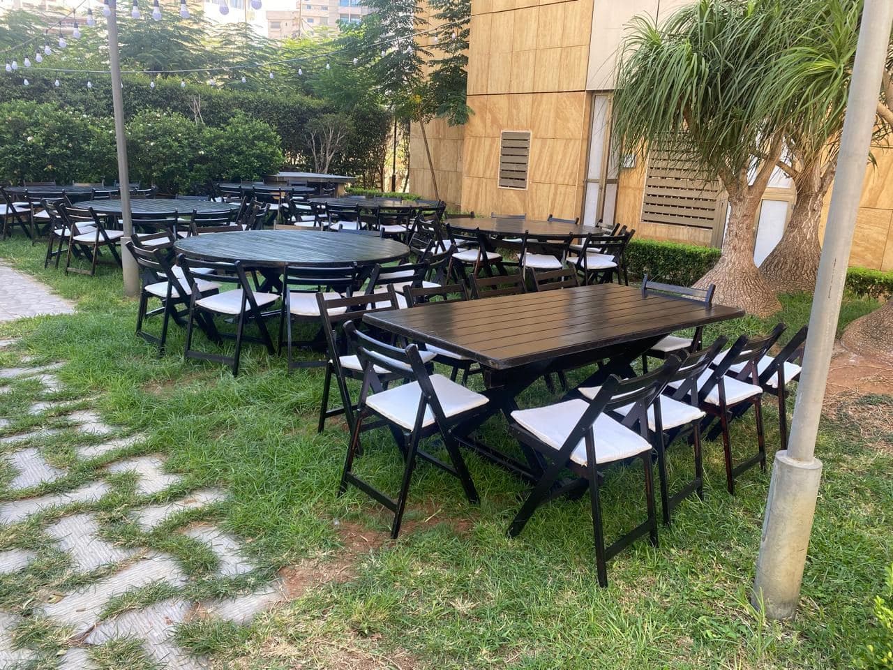 Black Slatted Tables